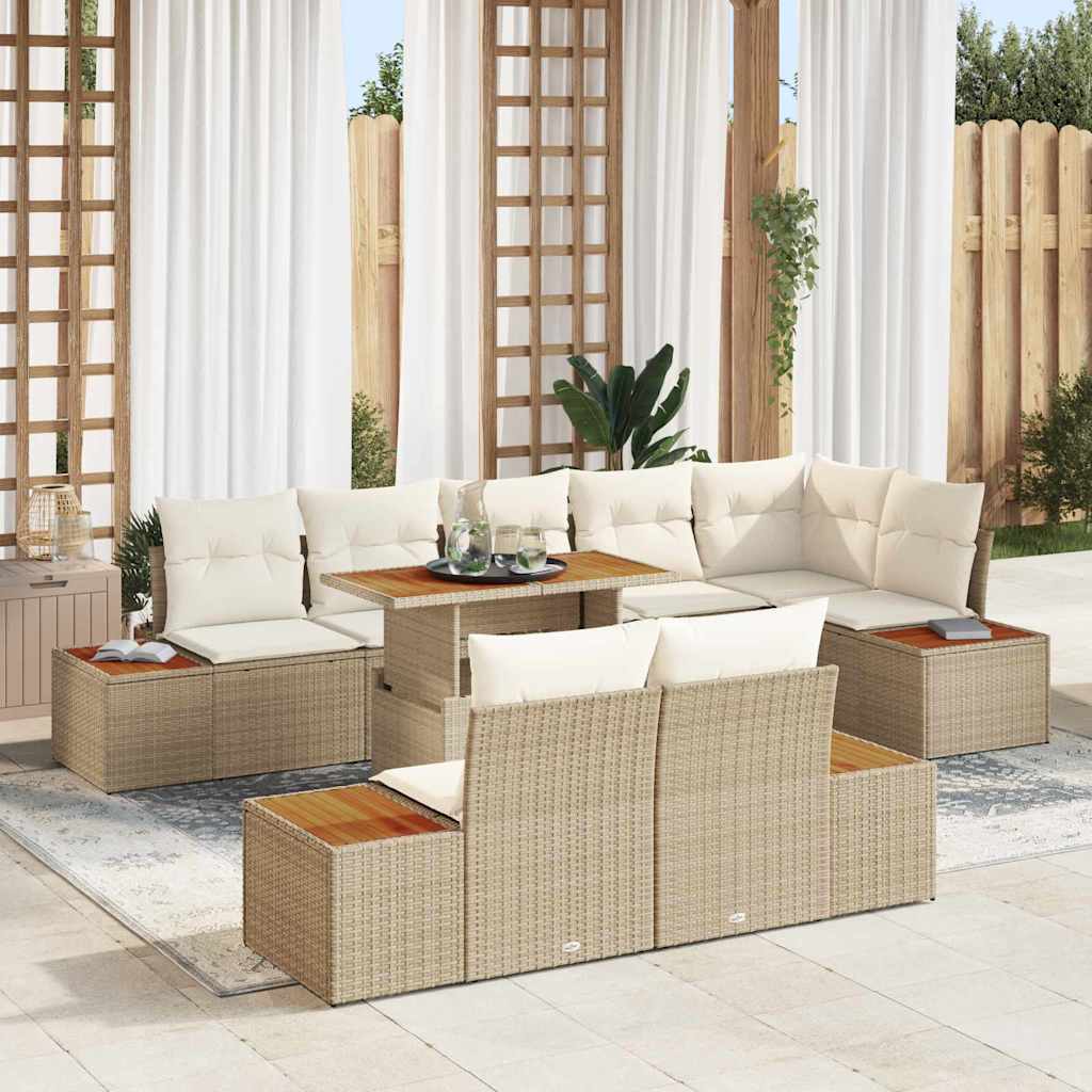 Garten Essgruppe mit Kissen mit Kissen 9 pcs Schwarz und Beige