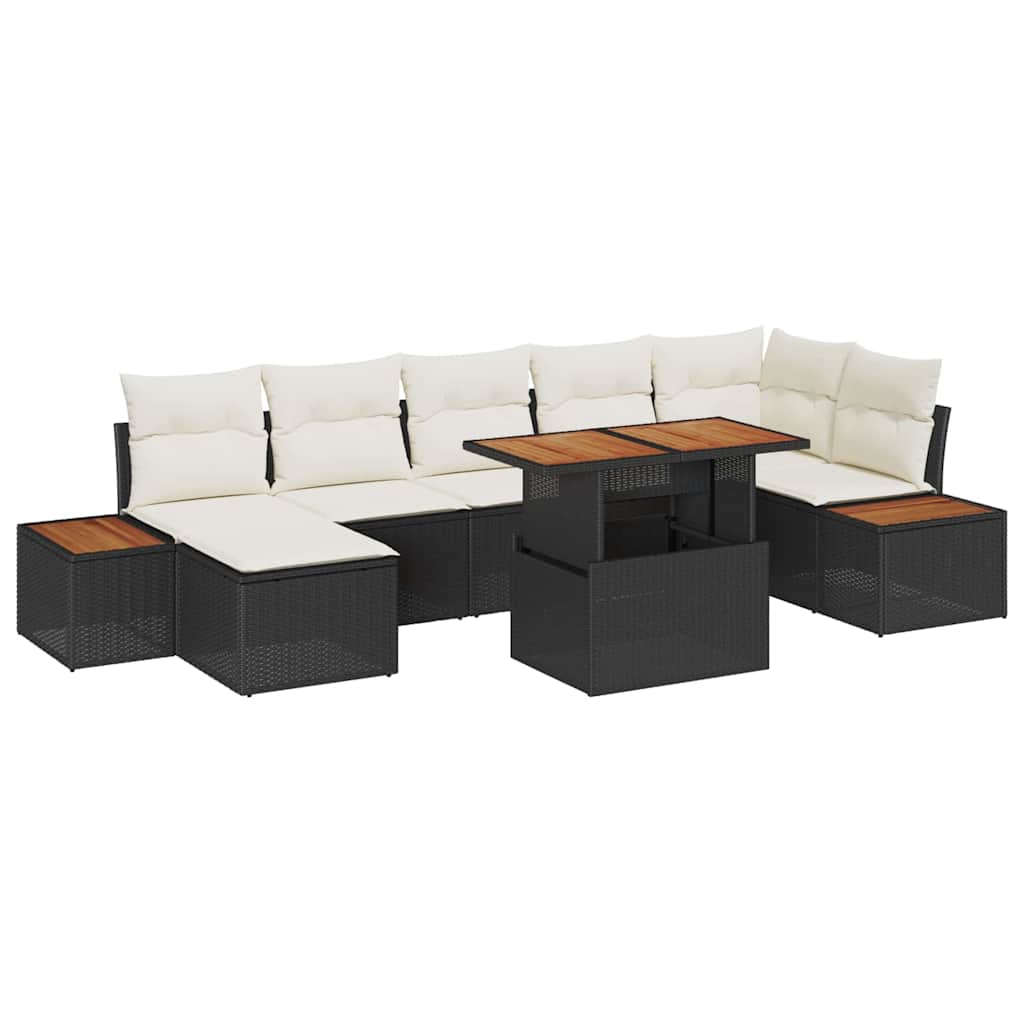 Garten Essgruppe mit Kissen 8 pcs Schwarz und Beige