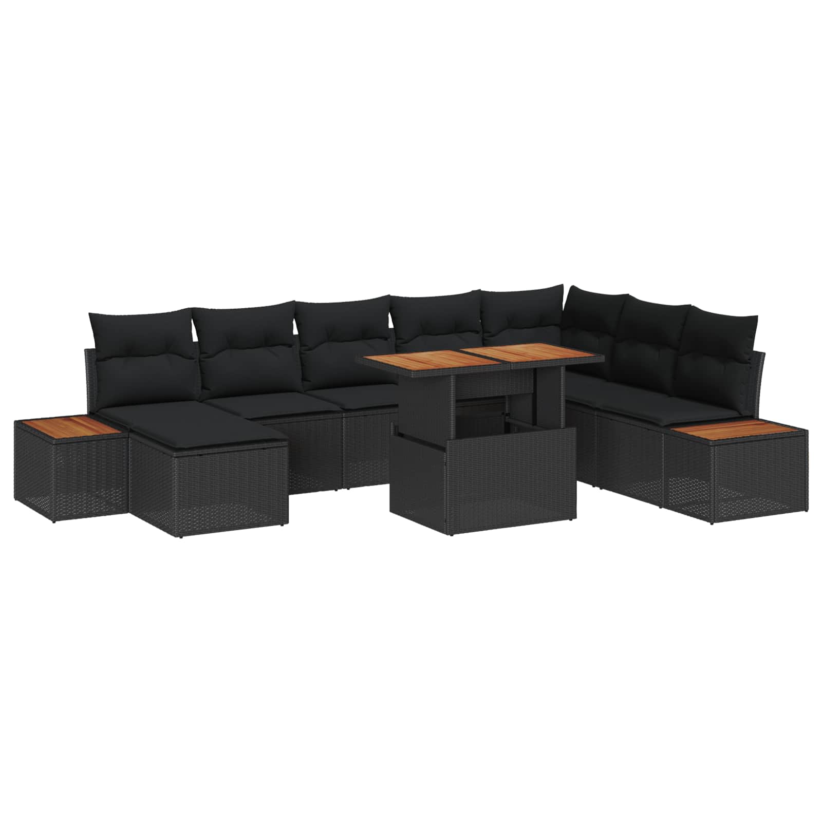 Garten Essgruppe mit Kissen 9 pcs Schwarz und Beige