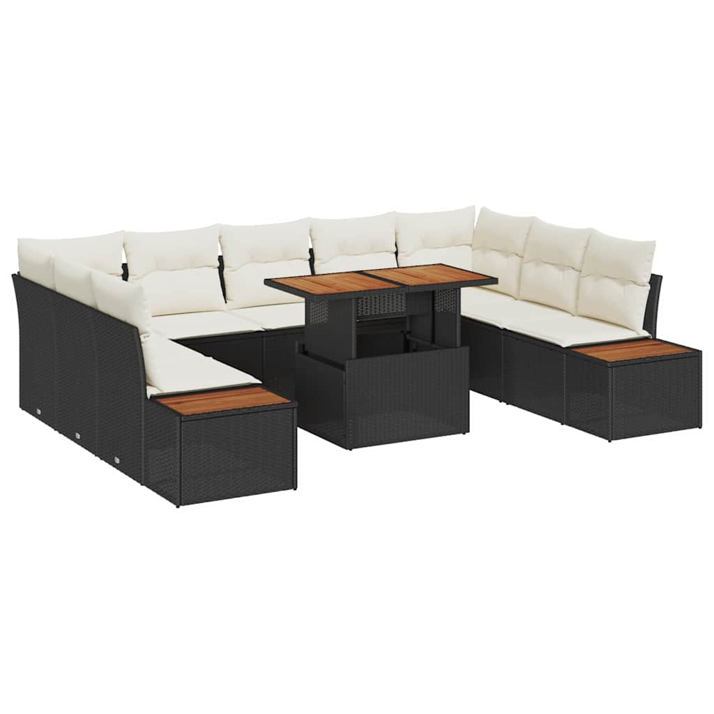 Garten Essgruppe mit Kissen mit Kissen 10 pcs Schwarz und Beige