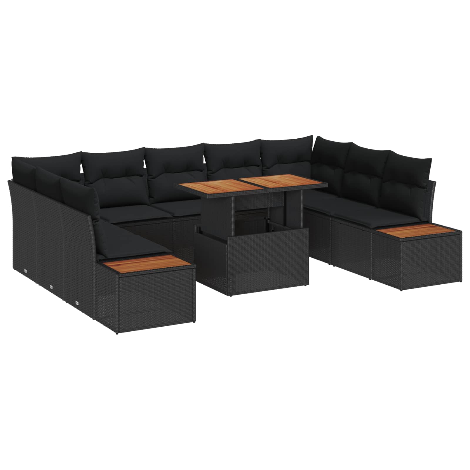 Garten Essgruppe mit Kissen mit Kissen 10 pcs Schwarz und Beige