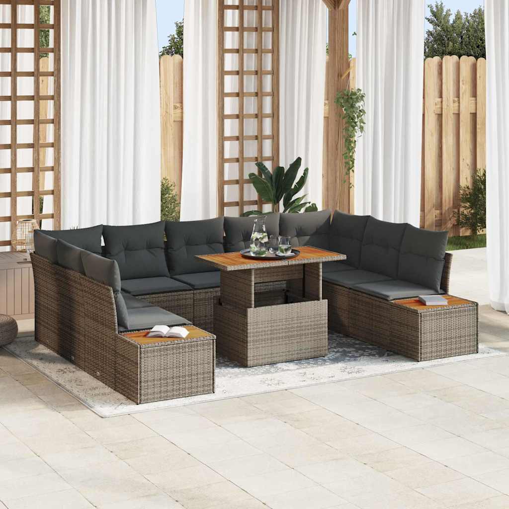 Garten Essgruppe mit Kissen mit Kissen 10 pcs Schwarz und Beige