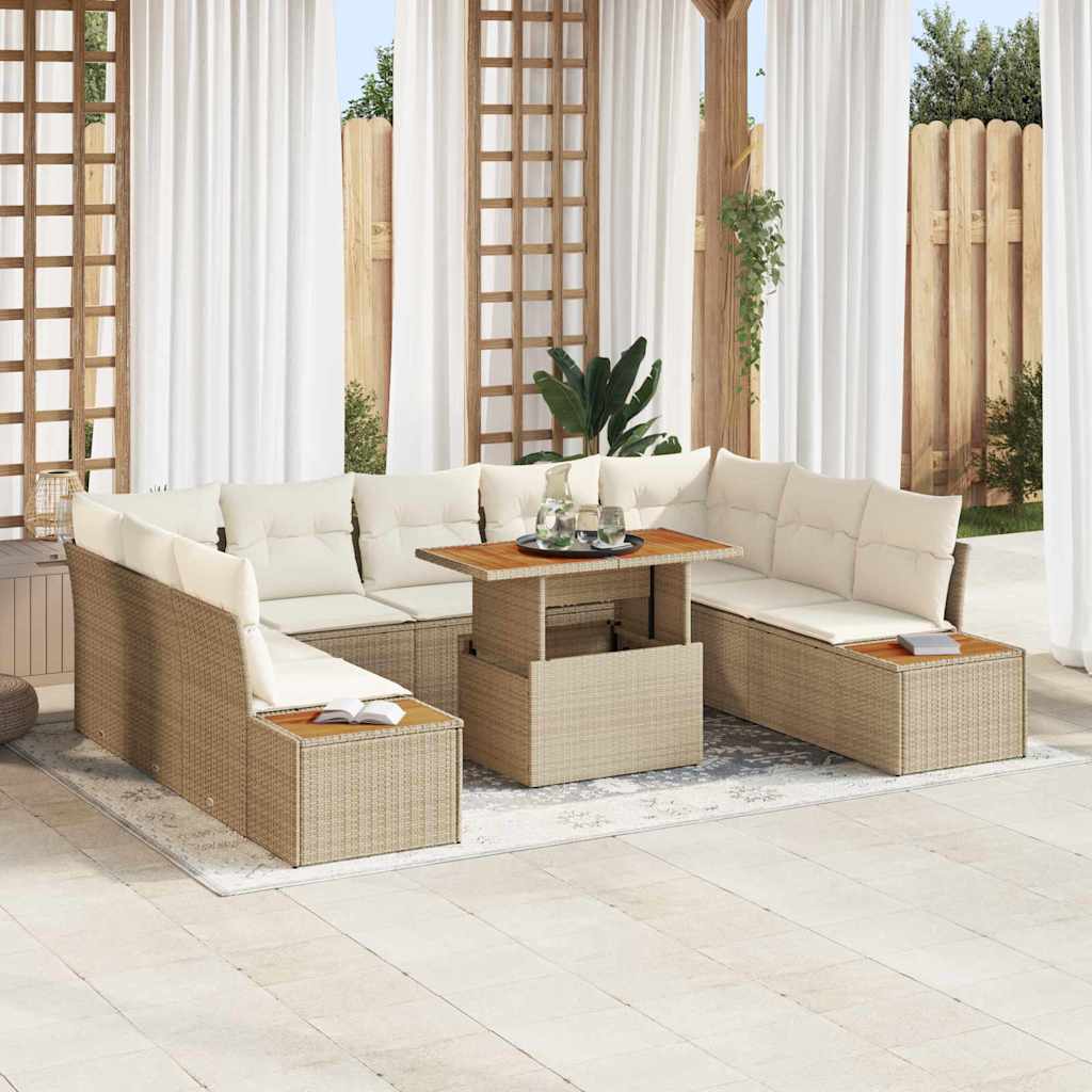 Garten Essgruppe mit Kissen mit Kissen 10 pcs Schwarz und Beige