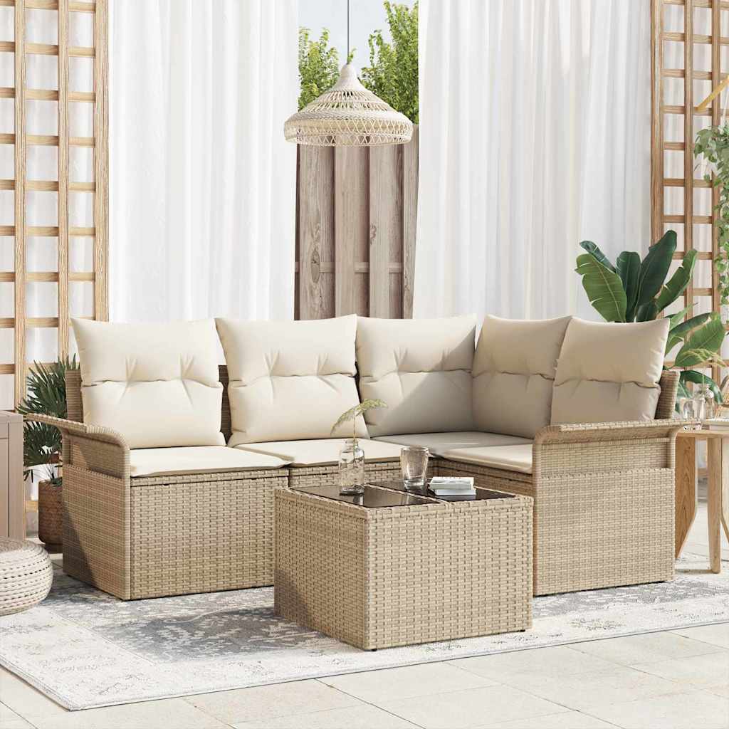 Gartensofa-set mit Speicher 4 pcs Schwarz Poly-Rattan