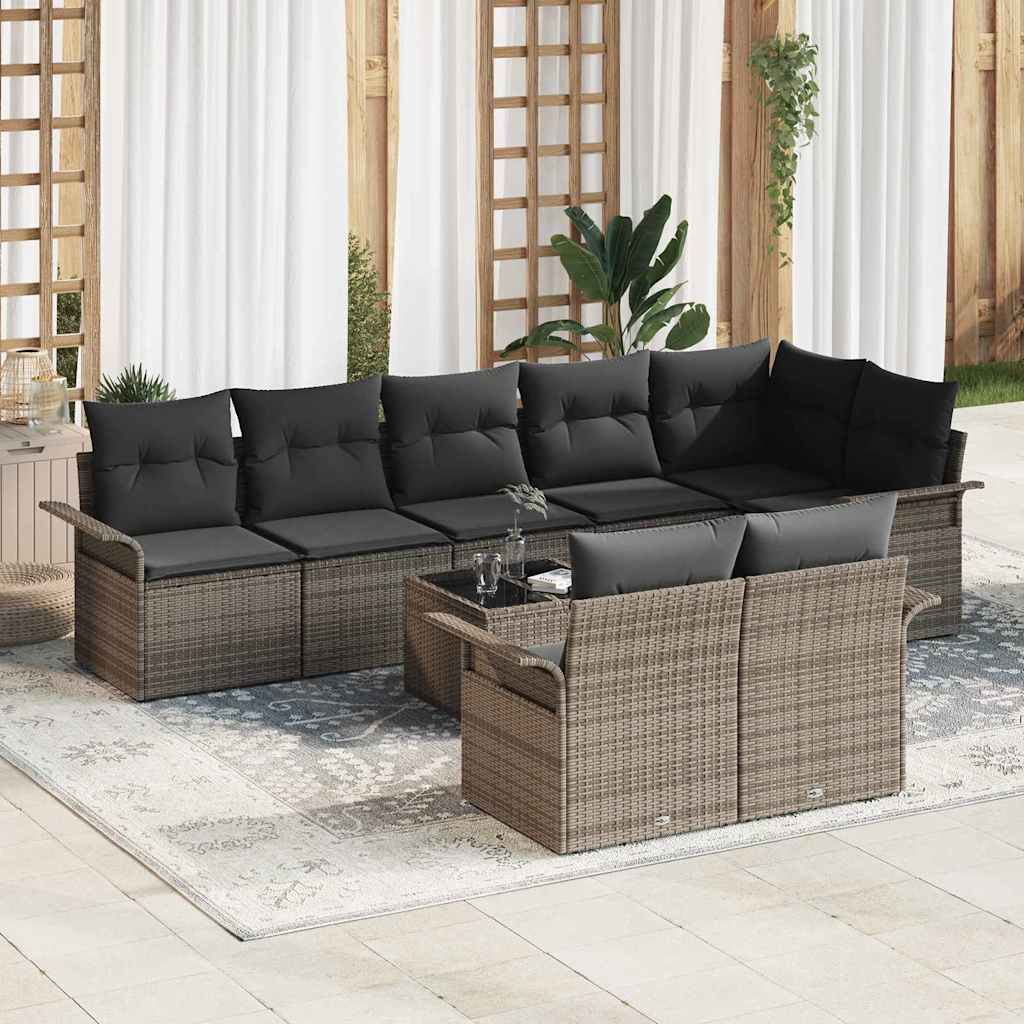 Gartensofa-set mit Speicher 8 pcs Schwarz Poly-Rattan