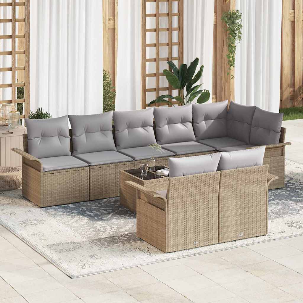 Gartensofa-set mit Speicher 8 pcs Schwarz Poly-Rattan