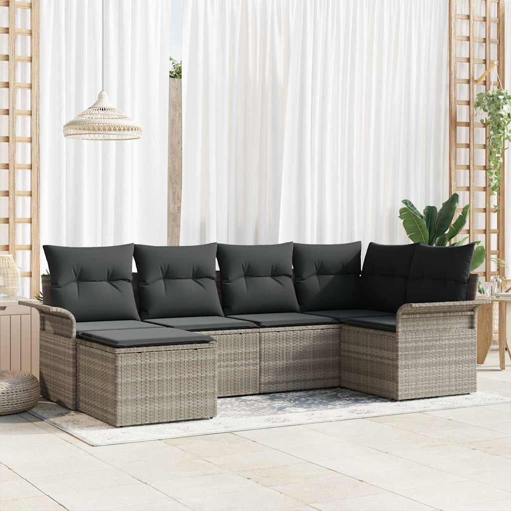 Gartensofa-set mit Speicher 6 pcs Schwarz Poly-Rattan