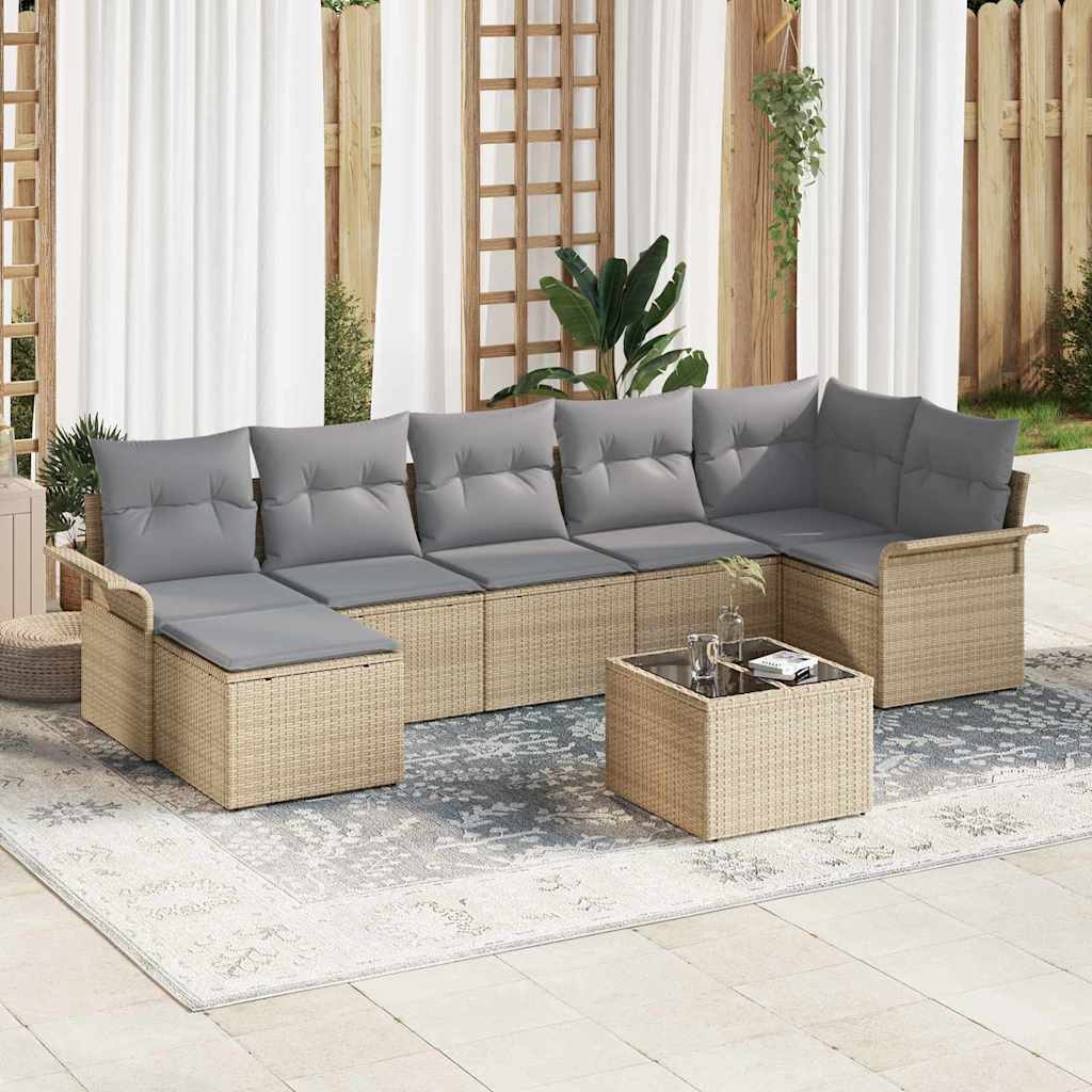 Gartensofa-set mit Speicher 7 pcs Schwarz Poly-Rattan