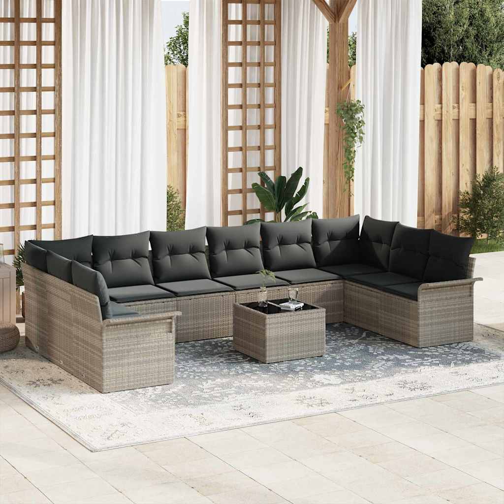 Gartensofa-set mit Speicher 10 pcs Schwarz Poly-Rattan