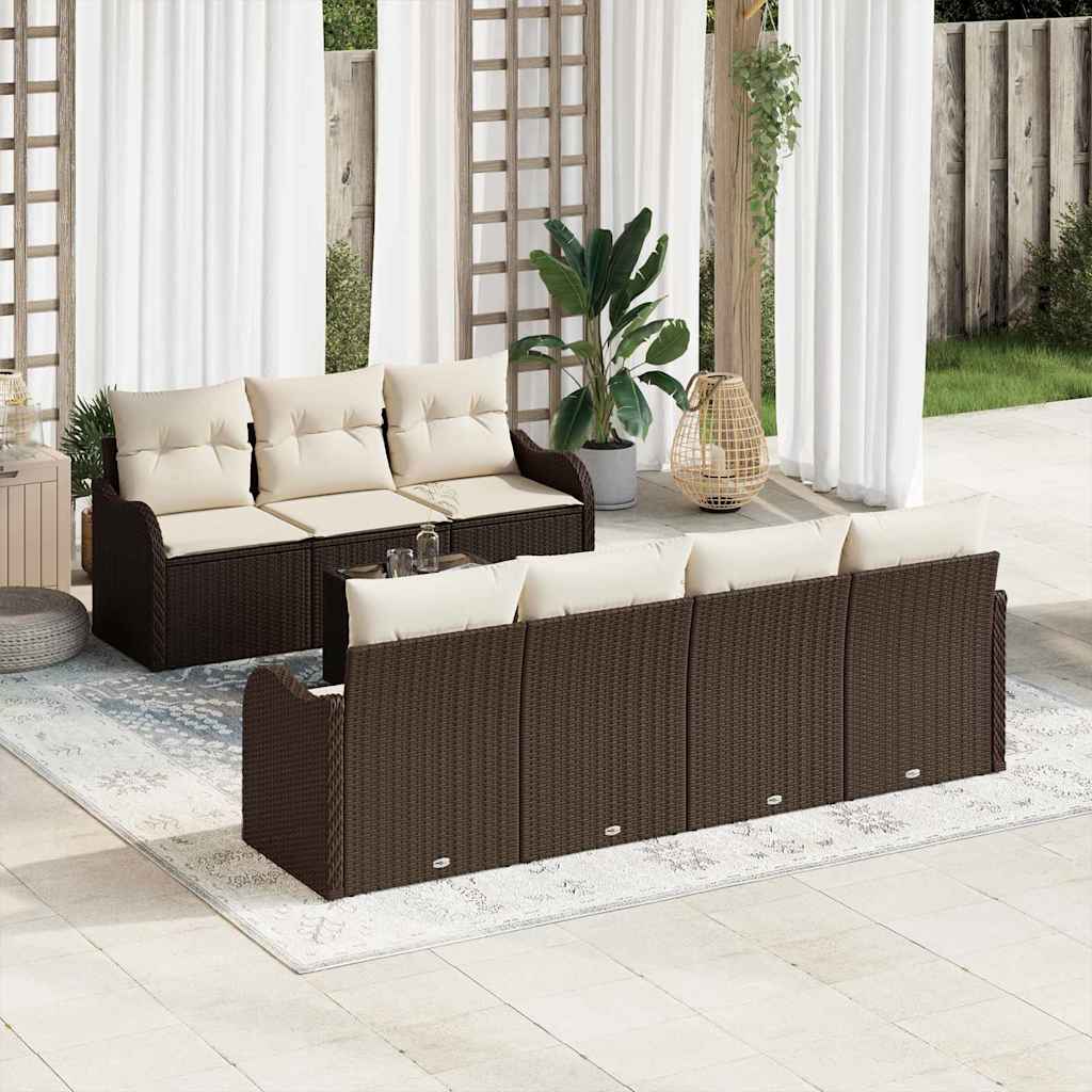Gartensofa-set mit Kissen mit Speicher 8 pcs Schwarz und Creme