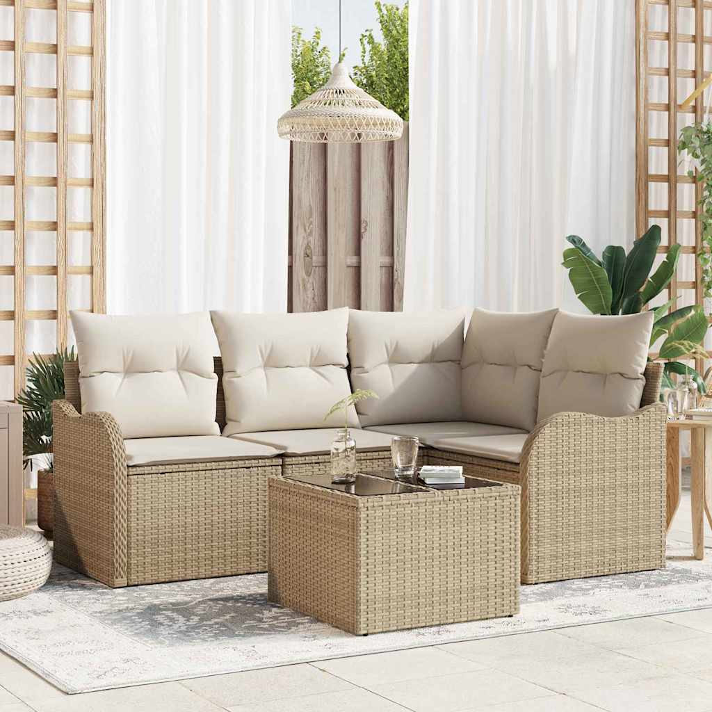 Gartensofa-set mit Speicher 4 pcs Schwarz Poly-Rattan