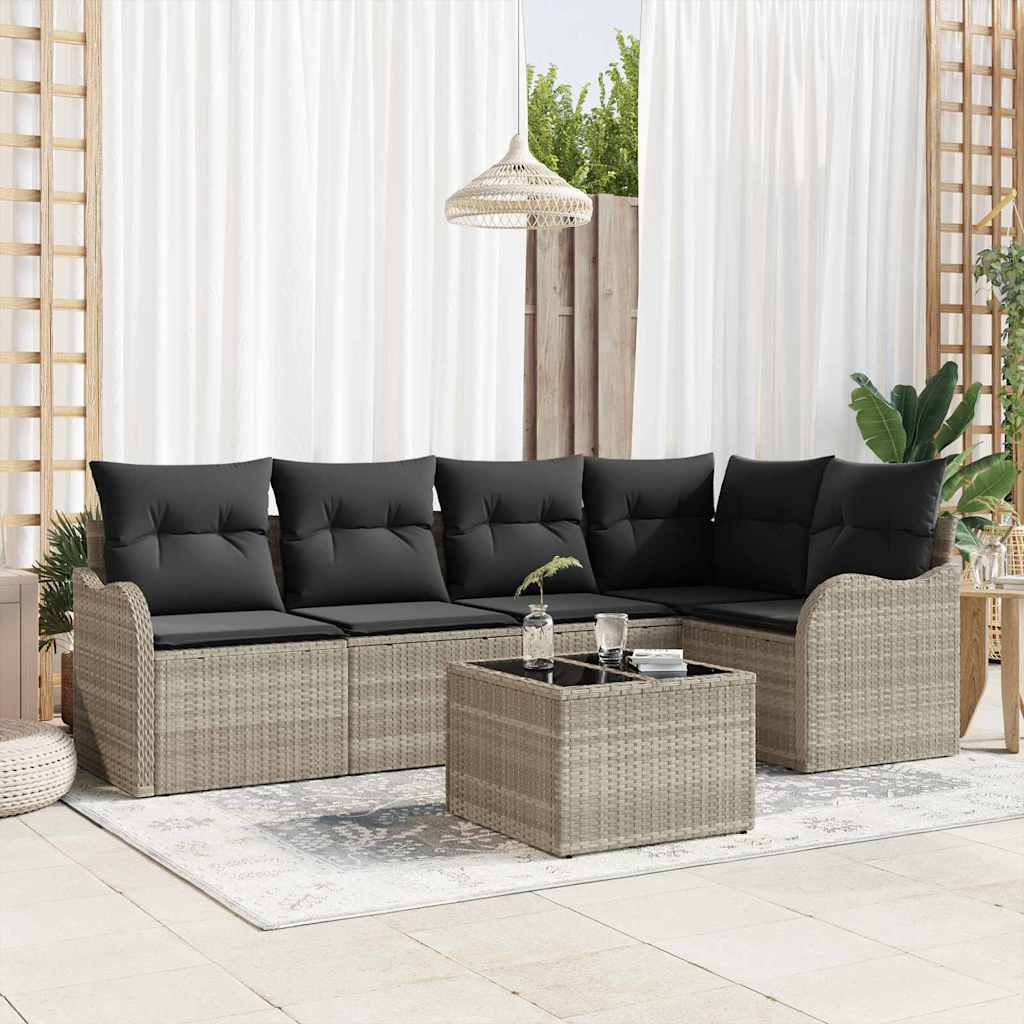 Gartensofa-set mit Speicher 5 pcs Schwarz Poly-Rattan