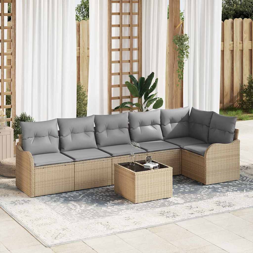 Garten-Sofa-Set mit Kissen 6 pcs Schwarz Poly Rattan
