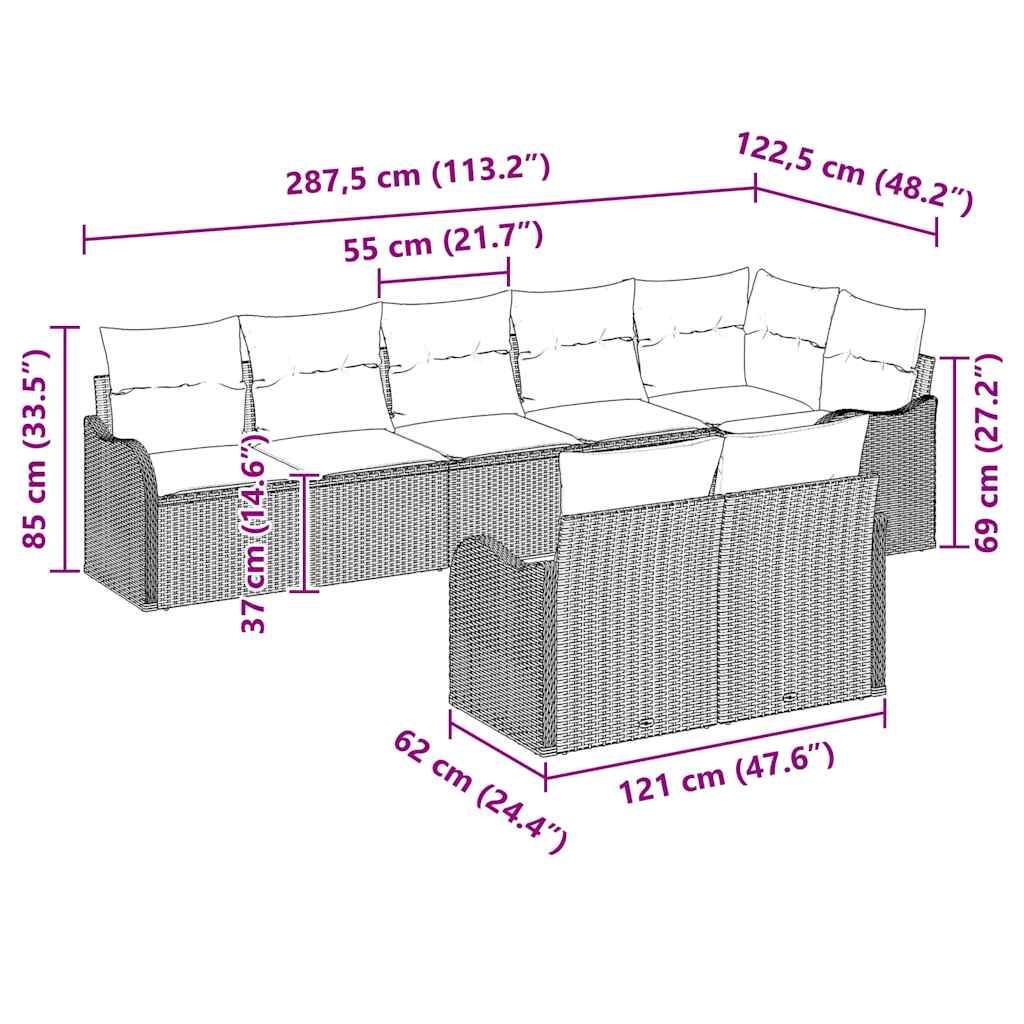 Gartensofa-set mit Speicher 8 pcs Schwarz und Weiß Poly-Rattan