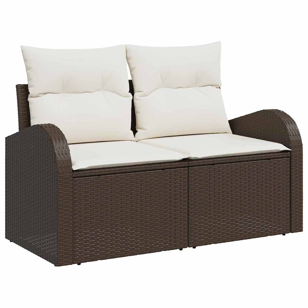 Garten-Sofa-Set mit Kissen mit Speicher 5 pcs Schwarz und Creme