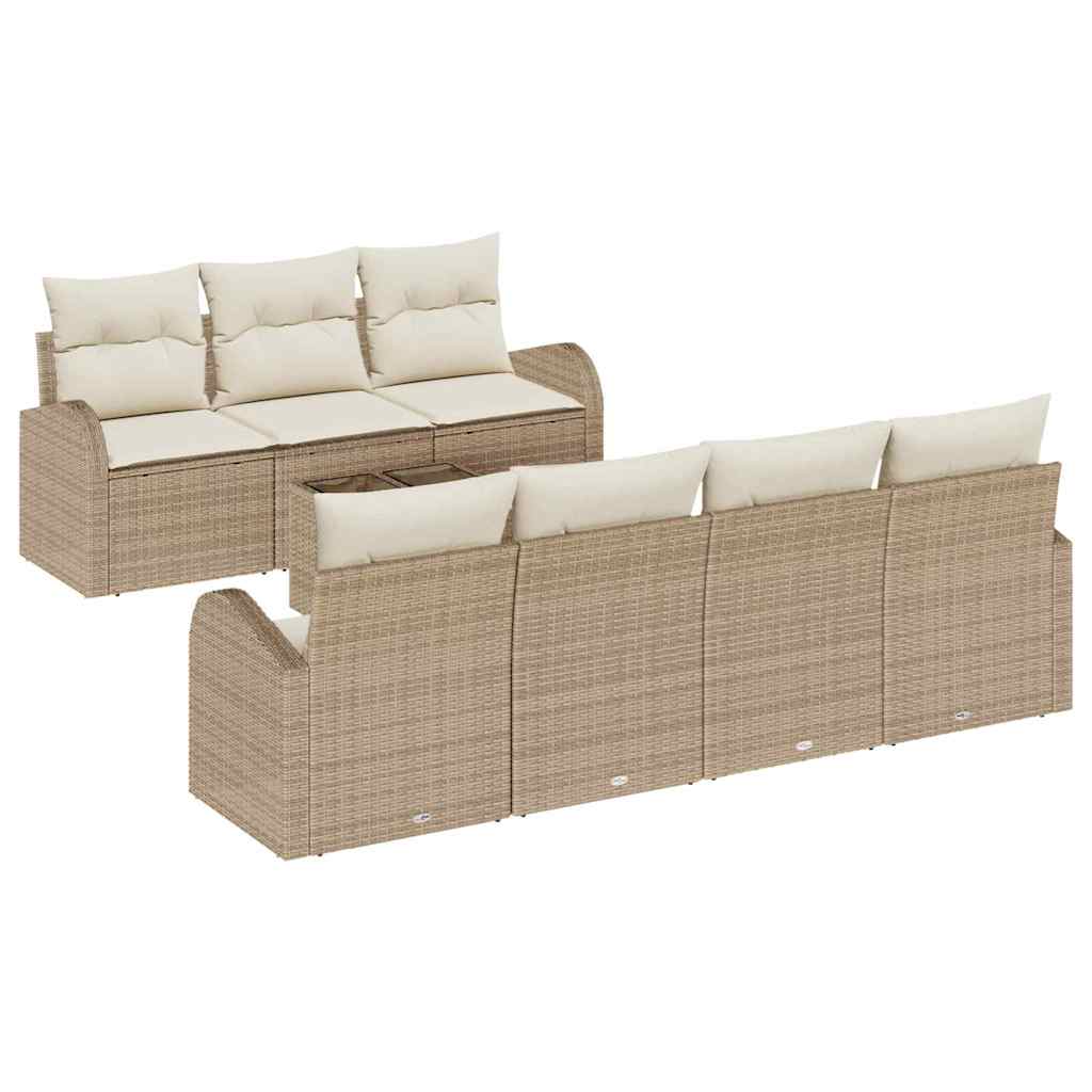 Garten-Sofa-Set mit Kissen mit Speicher 8 pcs Schwarz und Creme