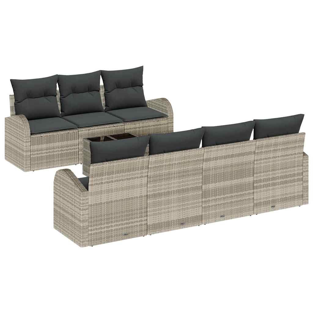 Garten-Sofa-Set mit Kissen mit Speicher 8 pcs Schwarz und Creme