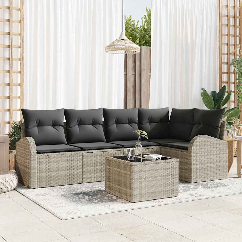 Garten-Sofa-Set mit Kissen 5 pcs Schwarz und Weiß Poly Rattan