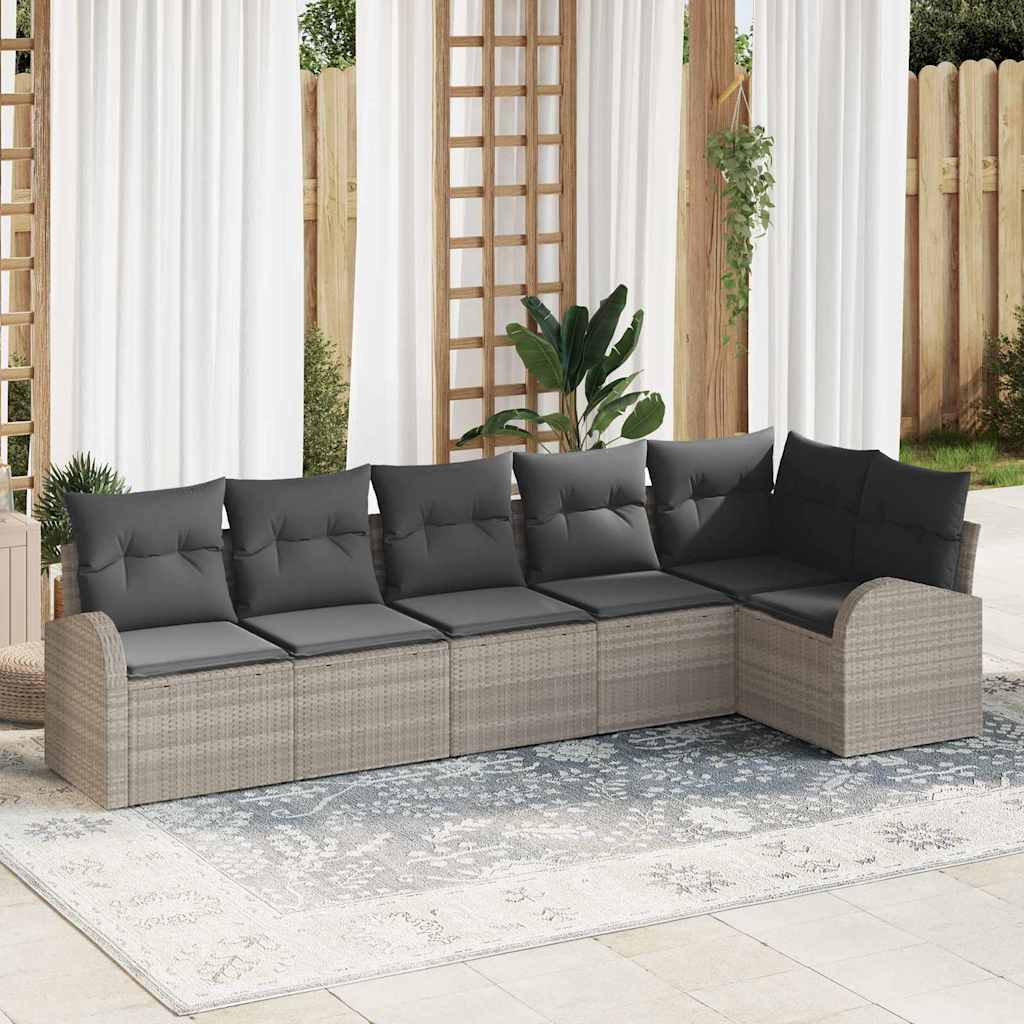 Gartensofa-set mit Kissen 6 pcs Schwarz und Weiß Poly-Rattan