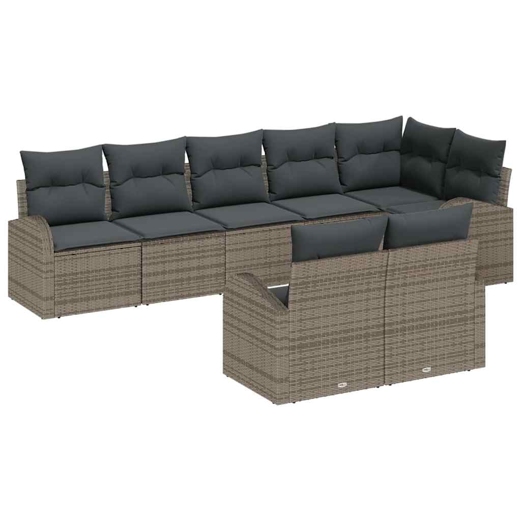 Gartensofa-set mit Kissen 8 pcs Schwarz und Weiß Poly-Rattan