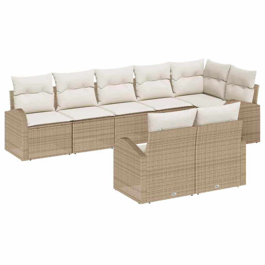 Gartensofa-set mit Kissen 8 pcs Schwarz und Weiß Poly-Rattan