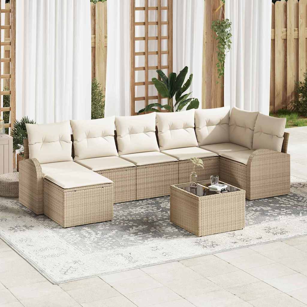 Garten-Sofa-Set 7 pcs Schwarz Poly Rattan