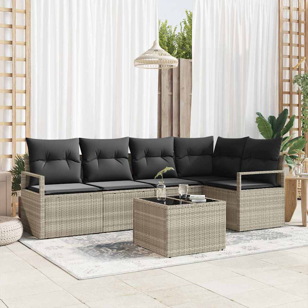 Garten-Sofa-Set mit Kissen mit Speicher 5 pcs Schwarz und Creme