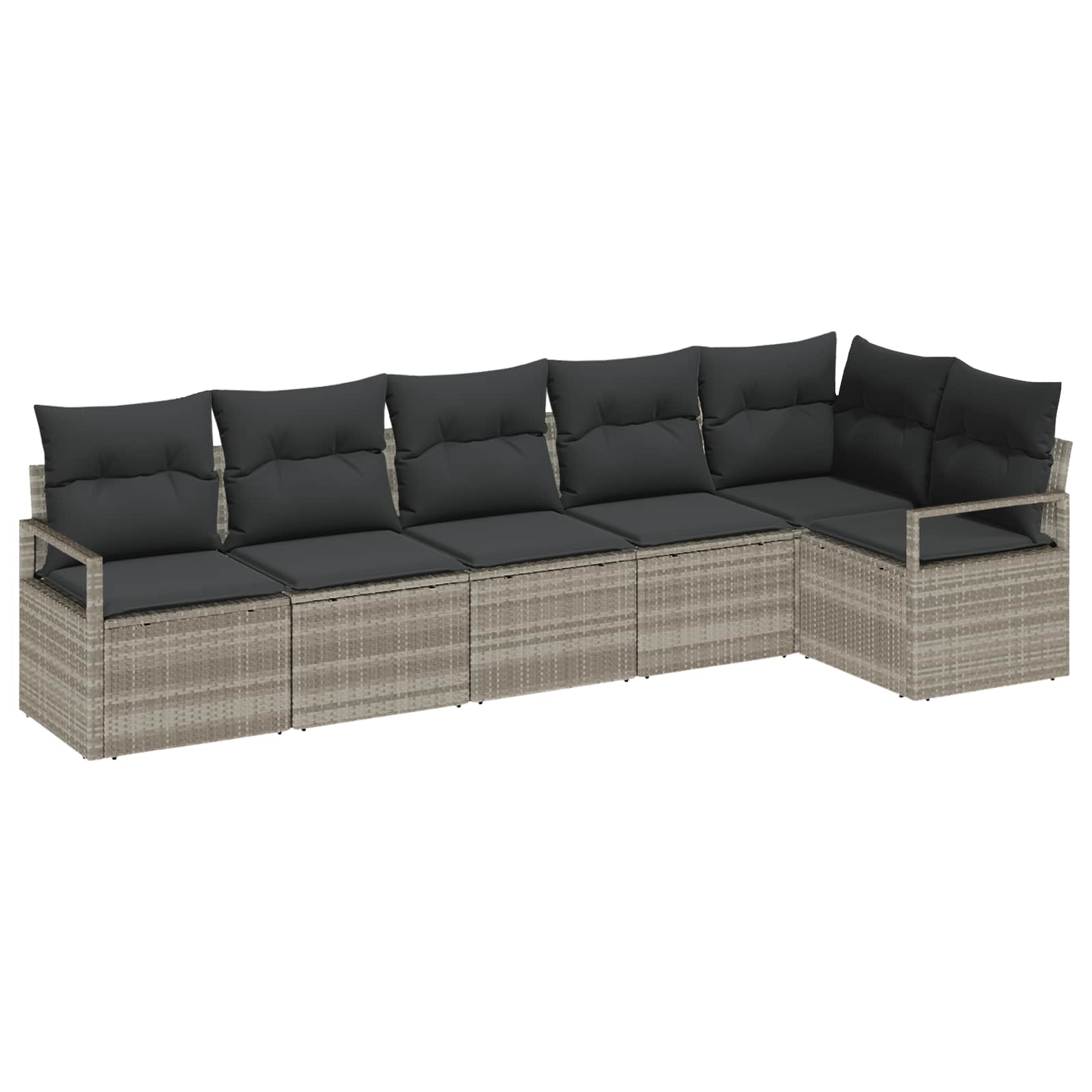 Sofa Set mit Kissen 6 pcs Schwarz und Creme Poly-Rattan