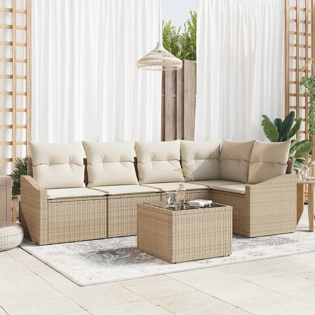 Gartensofa-set mit Kissen 5 pcs Schwarz und Weiß Poly-Rattan