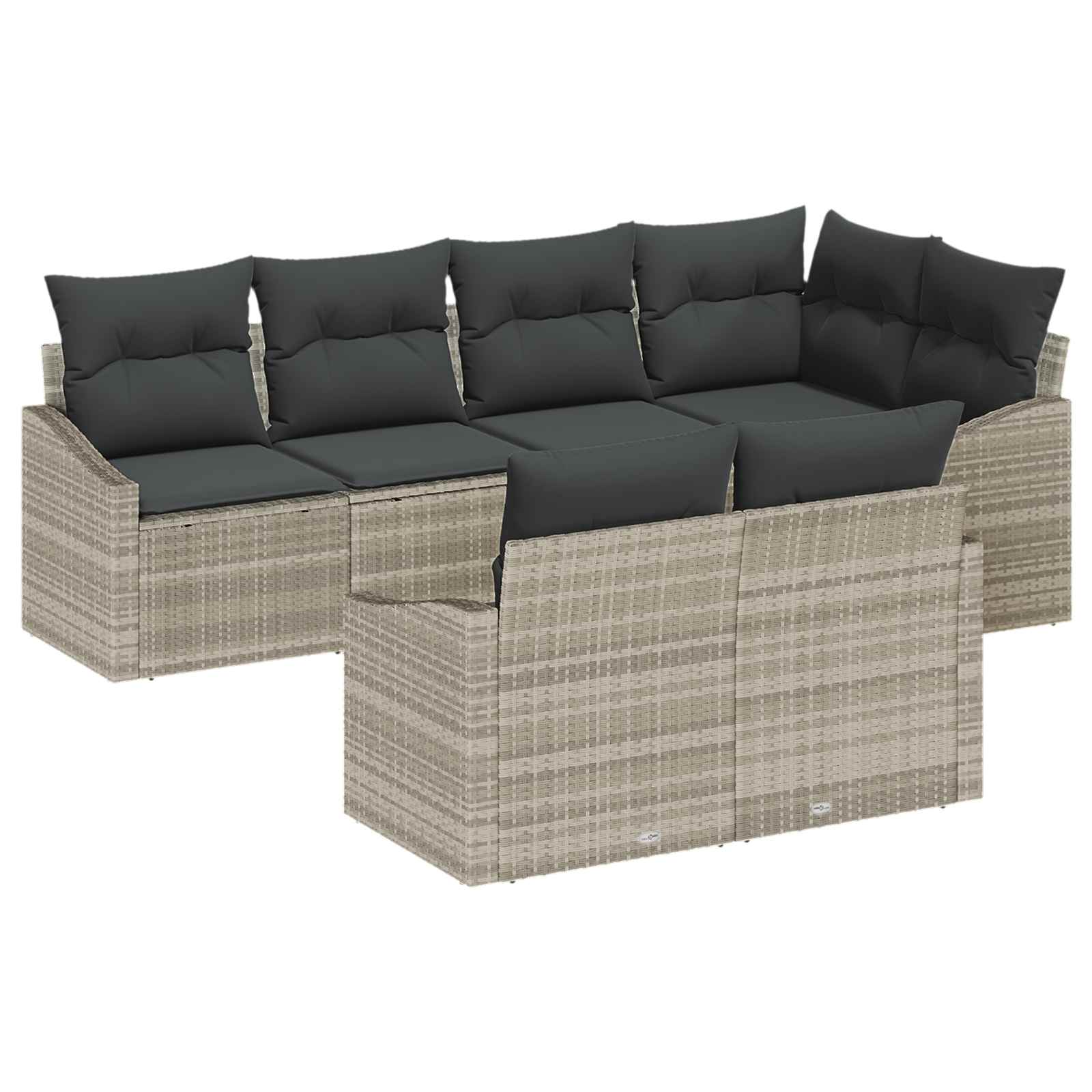 Gartensofa-set mit Kissen 7 pcs Schwarz und Weiß Poly-Rattan