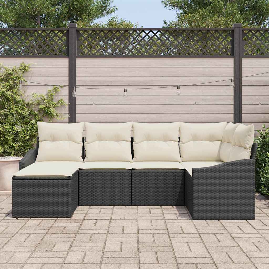 Garten Essgruppe mit Kissen 6 pcs Schwarz und Creme