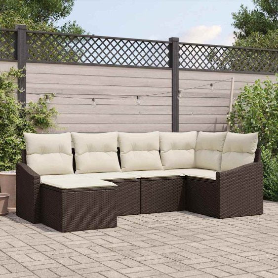 Garten Essgruppe mit Kissen 6 pcs Schwarz und Creme