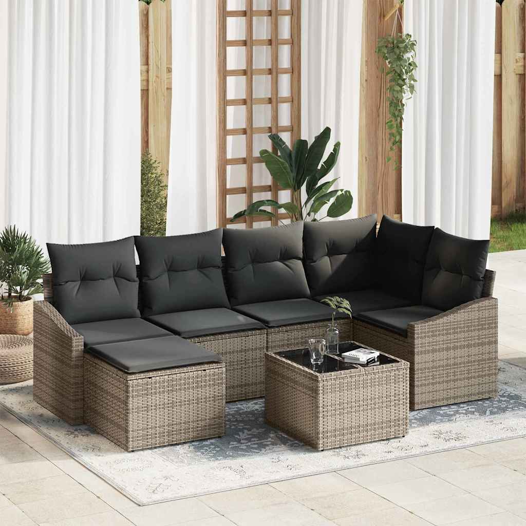 Garten Essgruppe mit Kissen 6 pcs Schwarz und Creme