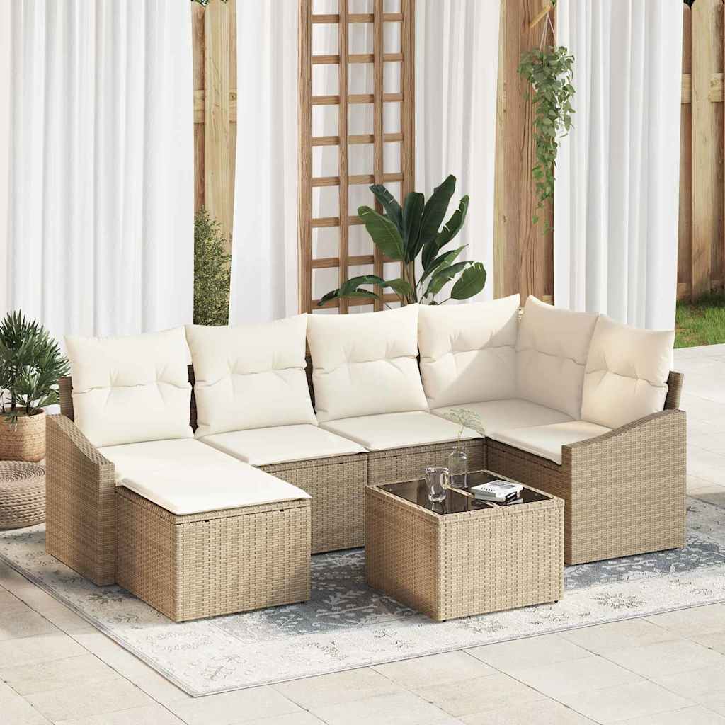 Garten Essgruppe mit Kissen 6 pcs Schwarz und Creme