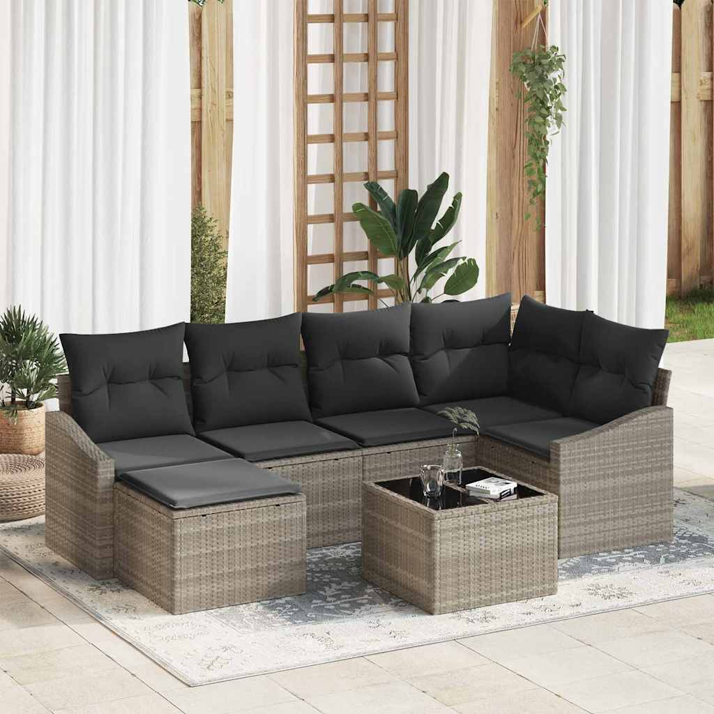 Garten Essgruppe mit Kissen 6 pcs Schwarz und Creme