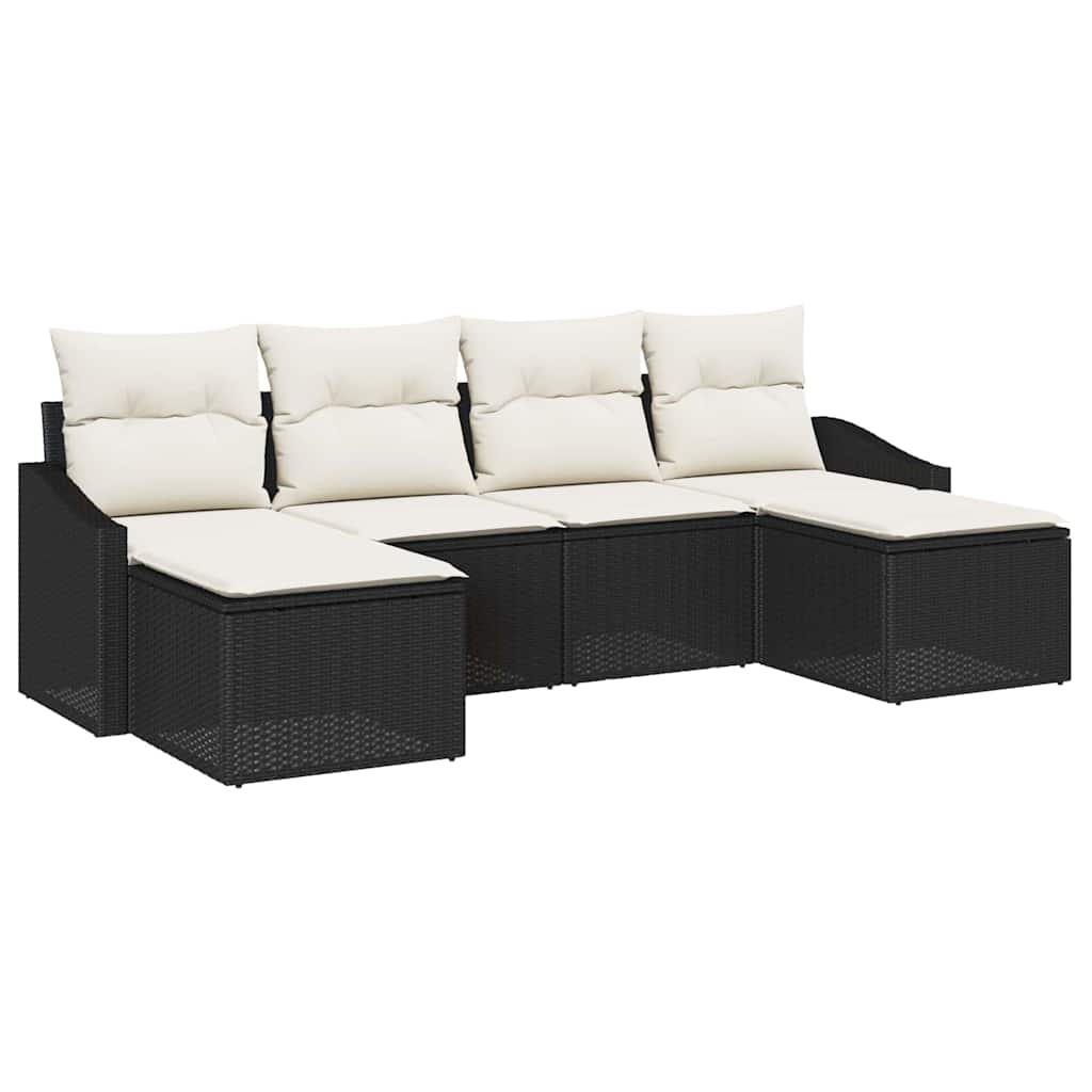 Garten Essgruppe mit Kissen 6 pcs Schwarz und Creme