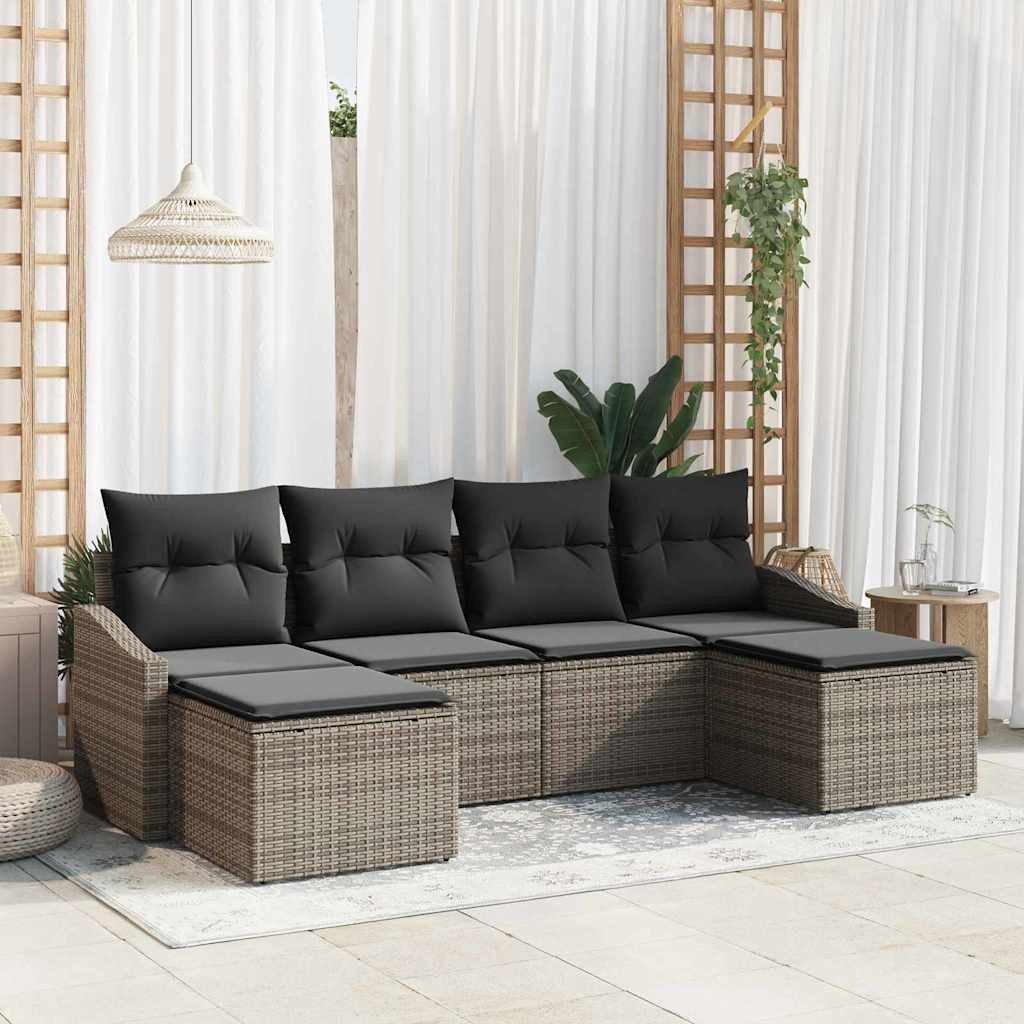 Garten Essgruppe mit Kissen 6 pcs Schwarz und Creme