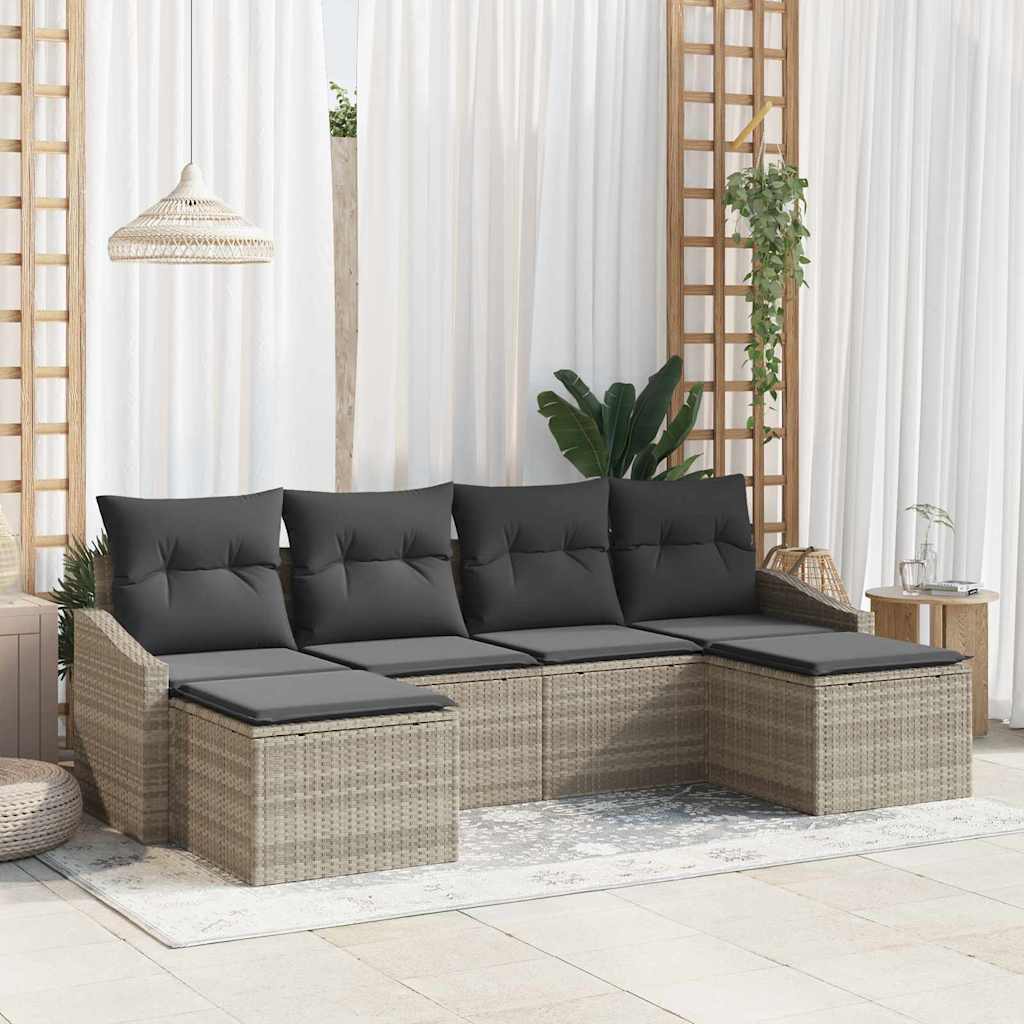 Garten Essgruppe mit Kissen 6 pcs Schwarz und Creme