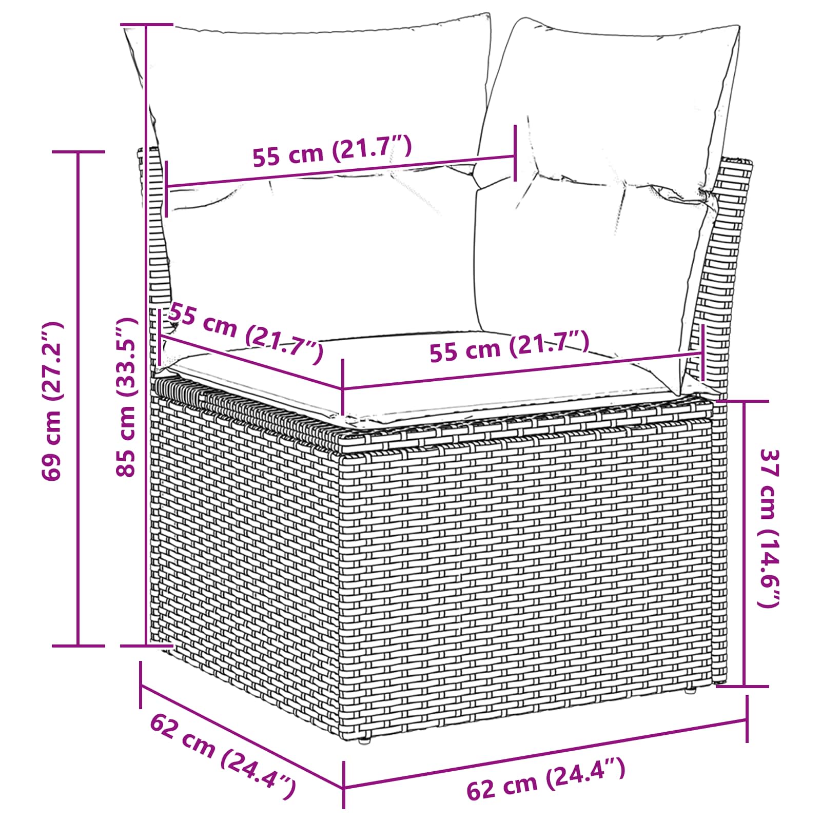 Gartensofa-set mit Speicher 9 pcs Schwarz und Creme Poly-Rattan