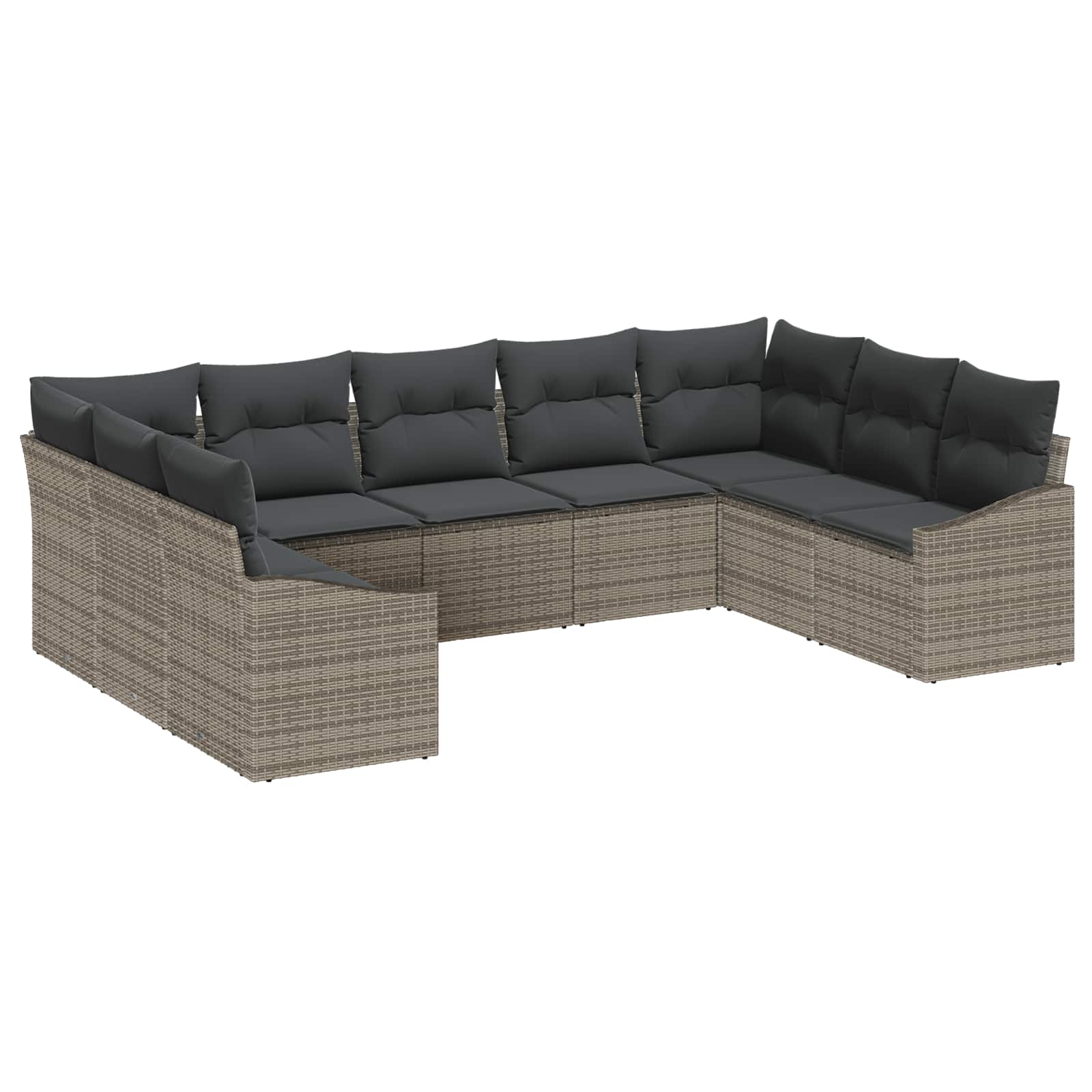 Gartensofa-set mit Speicher 9 pcs Schwarz und Creme Poly-Rattan