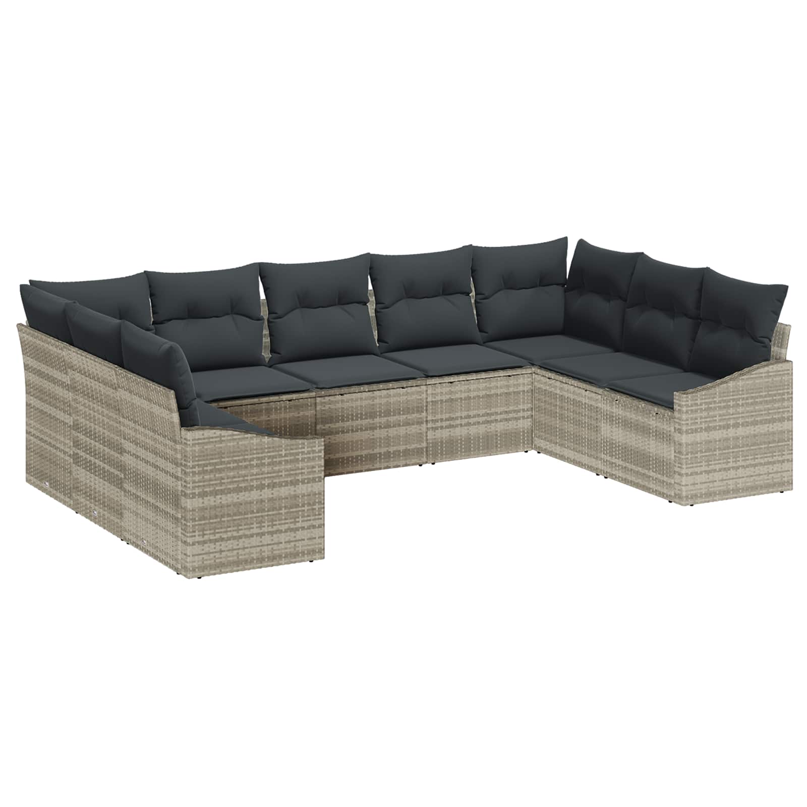 Gartensofa-set mit Speicher 9 pcs Schwarz und Creme Poly-Rattan