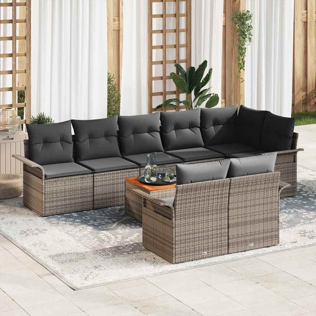 Garten-Sofa-Set mit Kissen mit Speicher 9 pcs Schwarz und Creme