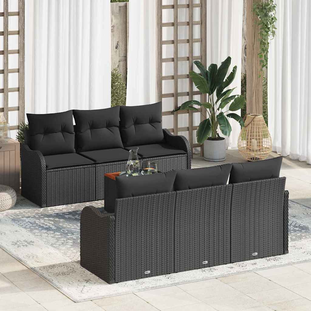 Garten-Sofa-Set 7 pcs Schwarz und Weiß