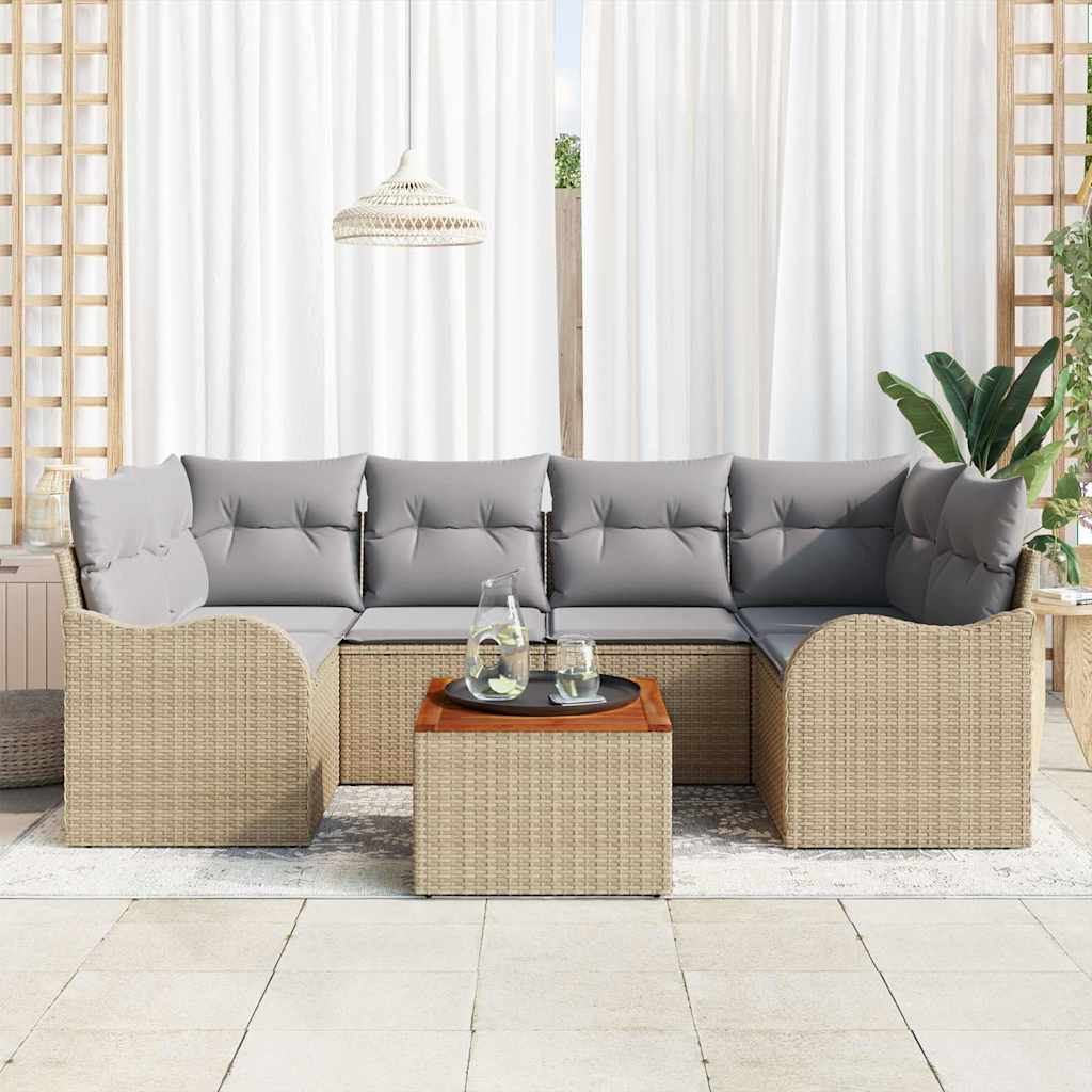 Garten-Sofa-Set 7 pcs Schwarz und Weiß