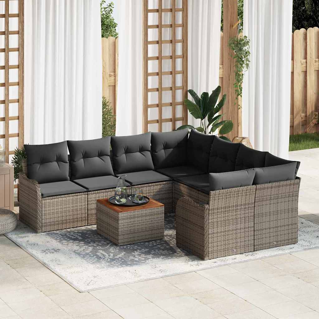 Garten-Sofa-Set 9 pcs Schwarz und Weiß