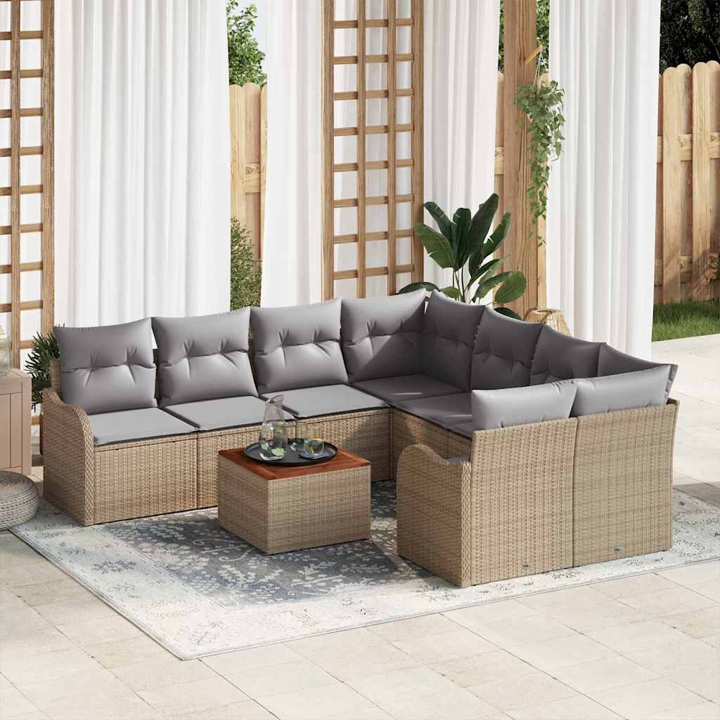 Garten-Sofa-Set 9 pcs Schwarz und Weiß