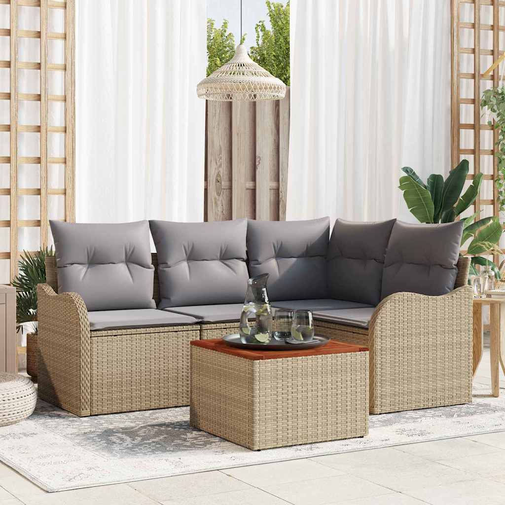 Garten-Sofa-Set 5 pcs Schwarz und Weiß