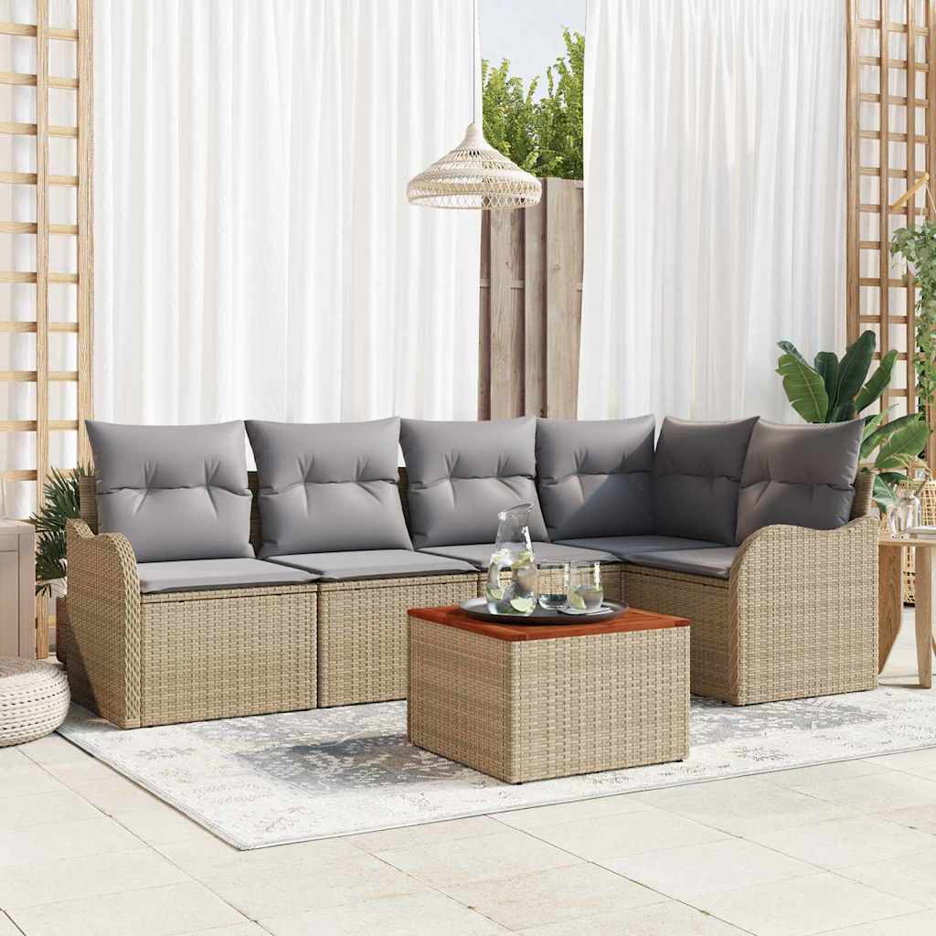 Garten-Sofa-Set 6 pcs Schwarz und Weiß