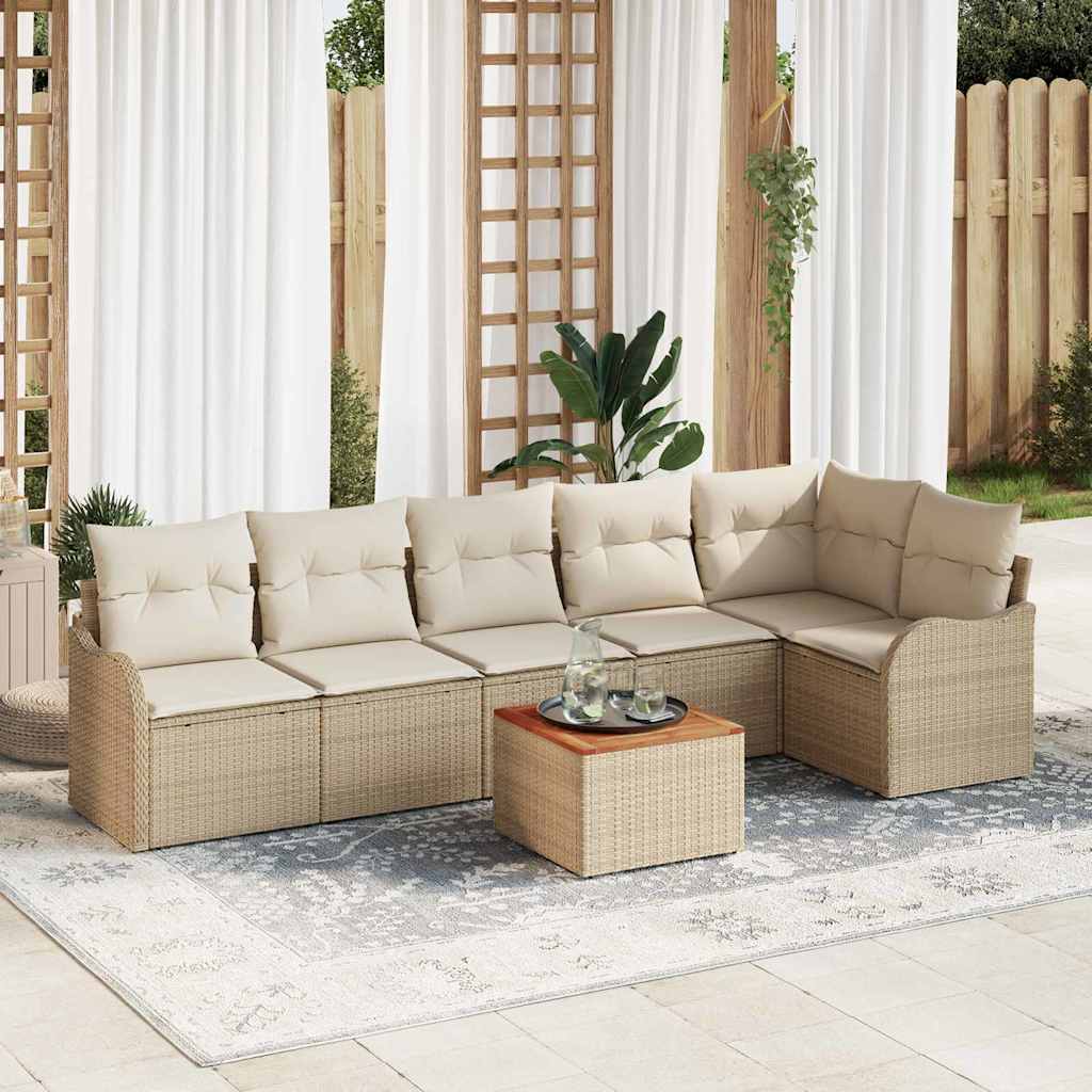 Garten-Sofa-Set 7 pcs Schwarz und Weiß