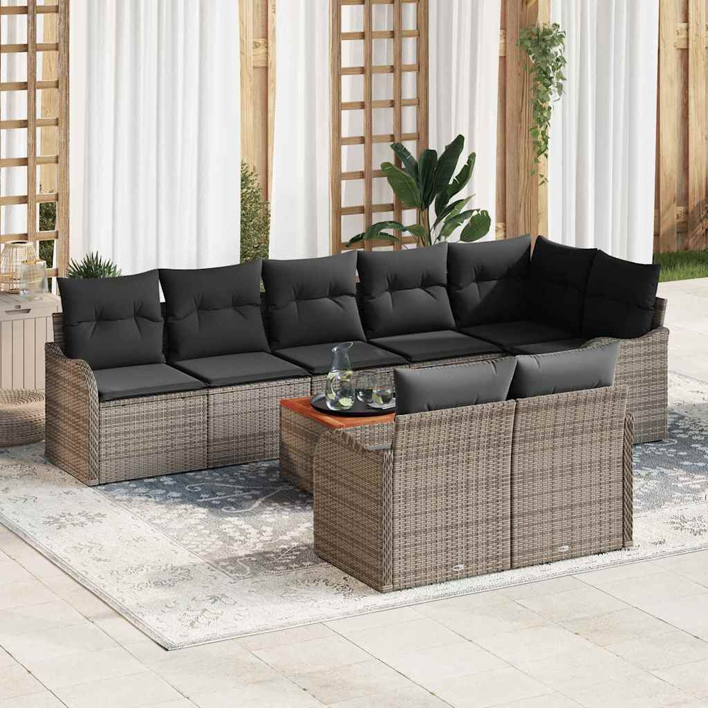 Garten-Sofa-Set 9 pcs Schwarz und Weiß